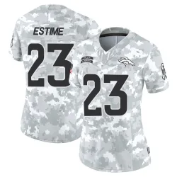 Women's Audric Estime Denver Broncos No.23 Limited 2024 Salute to Service Jersey - Arctic Camo