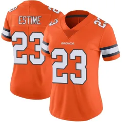 Women's Audric Estime Denver Broncos No.23 Limited Color Rush Vapor Untouchable Jersey - Orange
