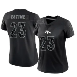 Women's Audric Estime Denver Broncos No.23 Limited Reflective Jersey - Black