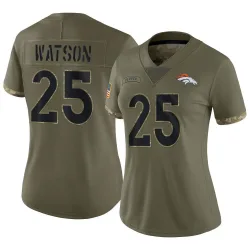 Women's Blake Watson Denver Broncos No.25 Limited 2022 Salute To Service Jersey - Olive