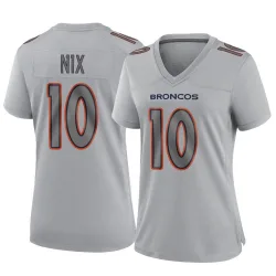 Women's Bo Nix Denver Broncos No.10 Game Atmosphere Fashion Jersey - Gray