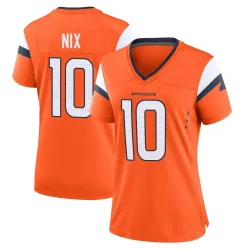Women's Bo Nix Denver Broncos No.10 Game Jersey - Orange
