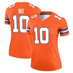 Women's Bo Nix Denver Broncos No.10 Legend Alternate Mile High Collection 1977 Throwback Jersey - Orange