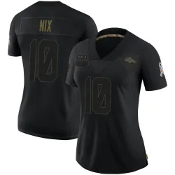 Women's Bo Nix Denver Broncos No.10 Limited 2020 Salute To Service Jersey - Black