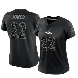 Women's Brandon Jones Denver Broncos No.22 Limited Reflective Jersey - Black