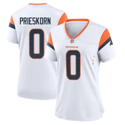Women's Caden Prieskorn Denver Broncos No.0 Game 2nd Jersey - White