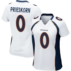 Women's Caden Prieskorn Denver Broncos No.0 Game Jersey - White