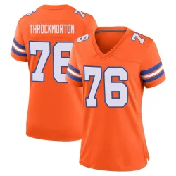Women's Calvin Throckmorton Denver Broncos No.76 Game Alternate Mile High Collection 1977 Throwback Jersey - Orange