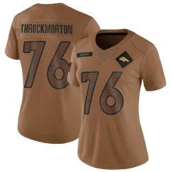 Women's Calvin Throckmorton Denver Broncos No.76 Limited 2023 Salute To Service Jersey - Brown