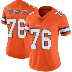 Women's Calvin Throckmorton Denver Broncos No.76 Limited Color Rush Vapor Untouchable Jersey - Orange