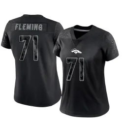 Women's Cam Fleming Denver Broncos No.71 Limited Reflective Jersey - Black