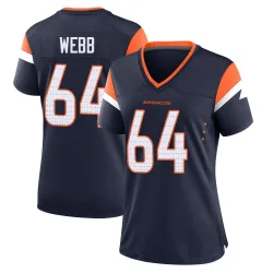 Women's Clay Webb Denver Broncos No.64 Game Alternate Jersey - Navy