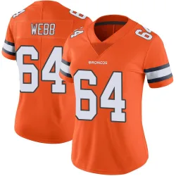 Women's Clay Webb Denver Broncos No.64 Limited Color Rush Vapor Untouchable Jersey - Orange