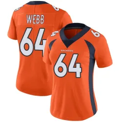 Women's Clay Webb Denver Broncos No.64 Limited Team Color Vapor Untouchable Jersey - Orange