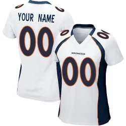Women's Custom Denver Broncos No.00 Game Jersey - White