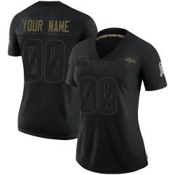 Women's Custom Denver Broncos No.00 Limited 2020 Salute To Service Jersey - Black