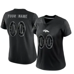 Women's Custom Denver Broncos No.00 Limited Reflective Jersey - Black