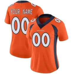Women's Custom Denver Broncos No.00 Limited Team Color Vapor Untouchable Jersey - Orange