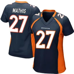 Women's Damarri Mathis Denver Broncos No.27 Game Alternate Jersey - Navy Blue