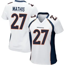 Women's Damarri Mathis Denver Broncos No.27 Game Jersey - White