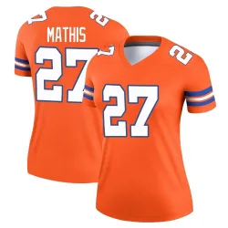 Women's Damarri Mathis Denver Broncos No.27 Legend Alternate Mile High Collection 1977 Throwback Jersey - Orange