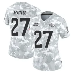 Women's Damarri Mathis Denver Broncos No.27 Limited 2024 Salute to Service Jersey - Arctic Camo