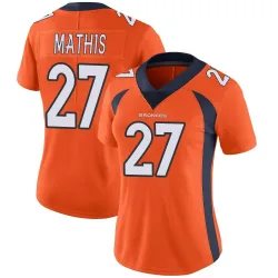 Women's Damarri Mathis Denver Broncos No.27 Limited Team Color Vapor Untouchable Jersey - Orange