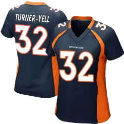 Women's Delarrin Turner-Yell Denver Broncos No.32 Game Alternate Jersey - Navy Blue