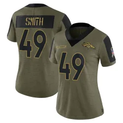 Women's Dennis Smith Denver Broncos No.49 Limited 2021 Salute To Service Jersey - Olive