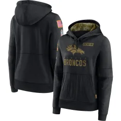 Women's Denver Broncos No. 2020 Salute to Service Performance Pullover Hoodie - Black