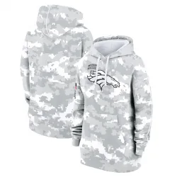 Women's Denver Broncos No. 2024 Salute To Service Club Fleece Pullover Hoodie - Arctic Camo