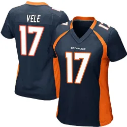 Women's Devaughn Vele Denver Broncos No.17 Game Alternate Jersey - Navy Blue