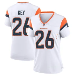 Women's Devon Key Denver Broncos No.26 Game 2nd Jersey - White