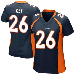 Women's Devon Key Denver Broncos No.26 Game Alternate Jersey - Navy Blue
