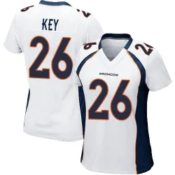 Women's Devon Key Denver Broncos No.26 Game Jersey - White