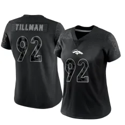 Women's Dondrea Tillman Denver Broncos No.92 Limited Reflective Jersey - Black