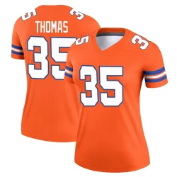 Women's Dymonte Thomas Denver Broncos No.35 Legend Alternate Mile High Collection 1977 Throwback Jersey - Orange