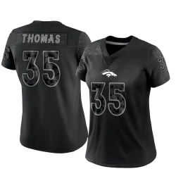 Women's Dymonte Thomas Denver Broncos No.35 Limited Reflective Jersey - Black