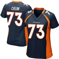 Women's Frank Crum Denver Broncos No.73 Game Alternate Jersey - Navy Blue
