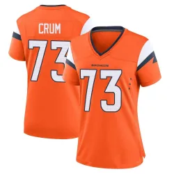 Women's Frank Crum Denver Broncos No.73 Game Jersey - Orange