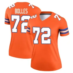 Women's Garett Bolles Denver Broncos No.72 Legend Alternate Mile High Collection 1977 Throwback Jersey - Orange