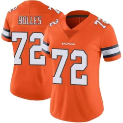 Women's Garett Bolles Denver Broncos No.72 Limited Color Rush Vapor Untouchable Jersey - Orange