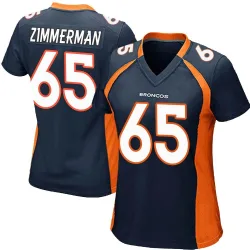 Women's Gary Zimmerman Denver Broncos No.65 Game Alternate Jersey - Navy Blue