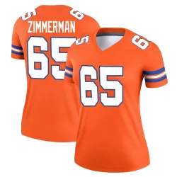 Women's Gary Zimmerman Denver Broncos No.65 Legend Alternate Mile High Collection 1977 Throwback Jersey - Orange