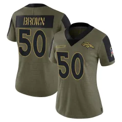 Women's JB Brown Denver Broncos No.50 Limited 2021 Salute To Service Jersey - Olive