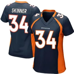 Women's JL Skinner Denver Broncos No.34 Game Alternate Jersey - Navy Blue