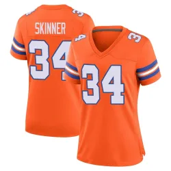 Women's JL Skinner Denver Broncos No.34 Game Alternate Mile High Collection 1977 Throwback Jersey - Orange