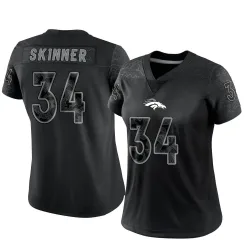 Women's JL Skinner Denver Broncos No.34 Limited Reflective Jersey - Black