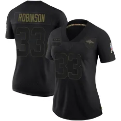 Women's Jaden Robinson Denver Broncos No.33 Limited 2020 Salute To Service Jersey - Black