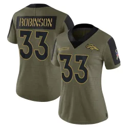 Women's Jaden Robinson Denver Broncos No.33 Limited 2021 Salute To Service Jersey - Olive